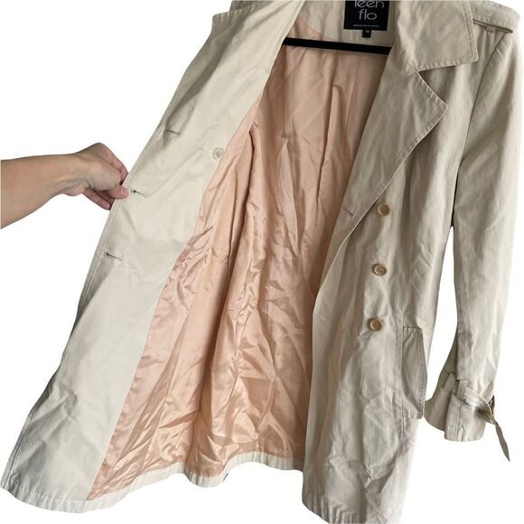 TEENFLO Canada Double Breasted Trench Coat Cream Tan 10 - Picture 2 of 11